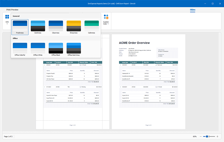 Themes and Skins - DevExpress Reporting