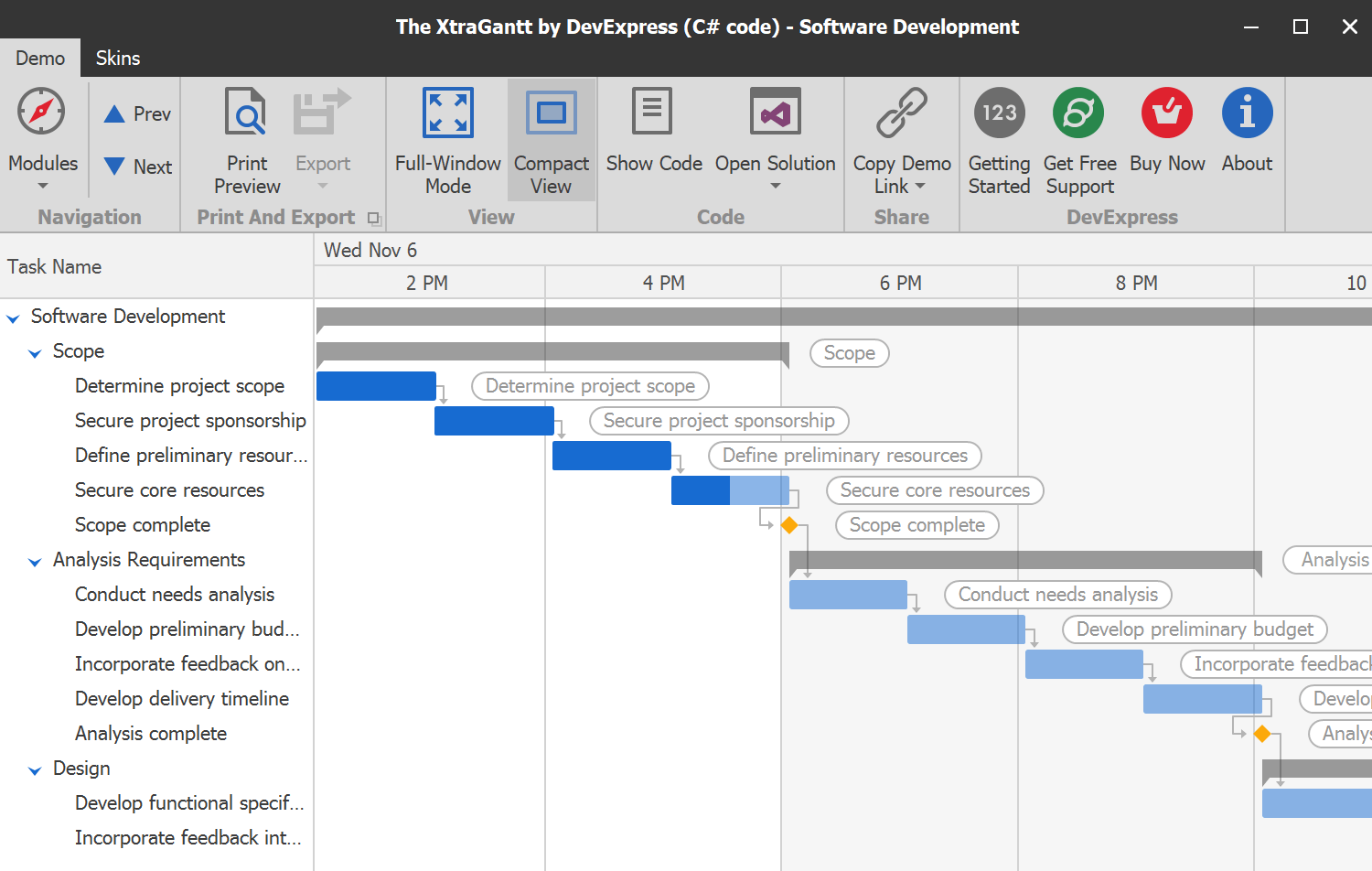 WinForms Gantt Control - DevExpress